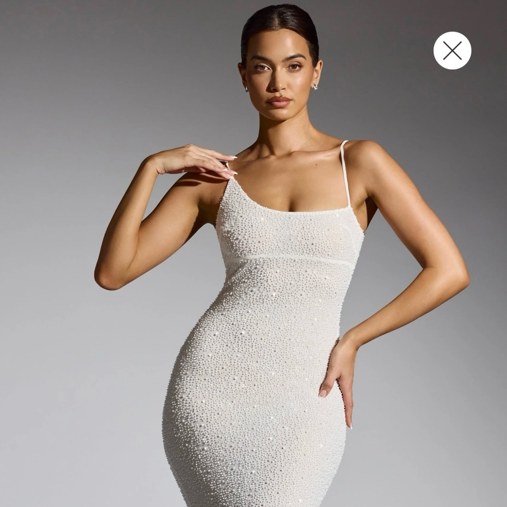 Oh Polly Embellished Asymmetric Maxi Dress.